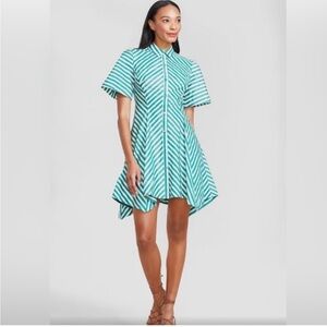 Lela Rose Forest Stripped Flare Hem Shirtdress - size 6